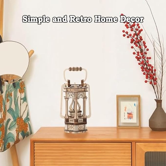 3D WOODEN PUZZLES FOR ADULTS, 145 PIECES LED 3D PUZZLES LANTERN, 3D WOODEN MODEL BUILDING KITS FOR ADULTS, LOG MAKING, NO GLUE OR OTHER TOOLS REQUIRED, BEST CREATIVE GIFT FOR KIDS, ANTIQUE DECORATION - Image 2